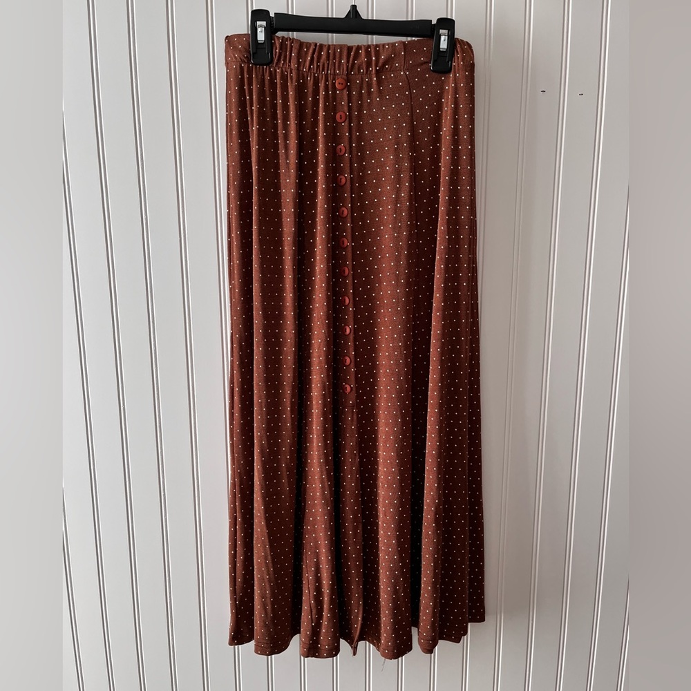 Vintage brown polka dot maxi skirt